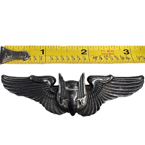 Vintage Rare WWII USAAF Aerial Gunner Sterling Pin Back Wings - Picture 4 of 4